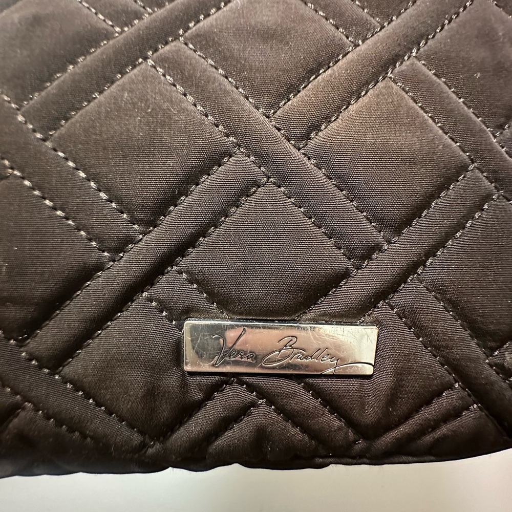 Vera Bradley Triple Zip Microfiber Quilted Espresso Crossbody - Picture 14 of 15